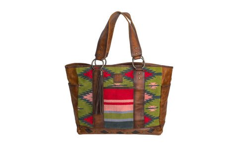 STS Ranchwear Womens Baja Dreams Large Multi-Color Leather Tote Bag