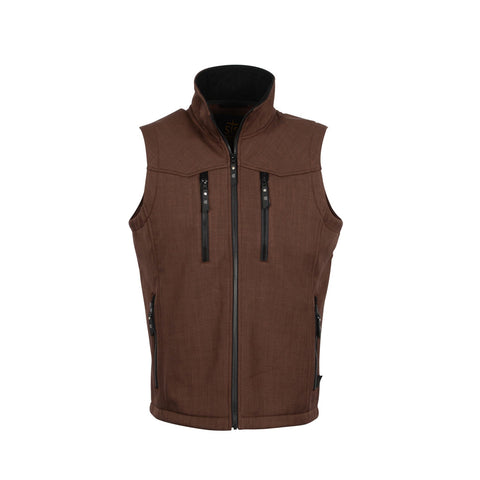 STS Ranchwear Mens Slack Heather Brown Poly/Spandex Fleece Vest