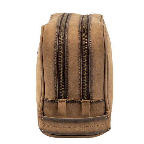 STS Ranchwear Mens Foreman Double Zip Veg-Tan Leather Shave Kit