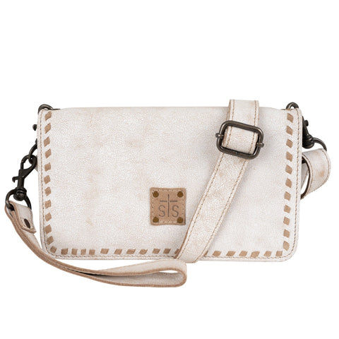 STS Ranchwear Womens Cremello Evie White/Tan Leather Clutch Bag