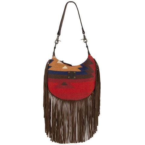 STS Ranchwear Womens Crimson Sun Nellie Fringe Multi-Color Leather Handbag Bag