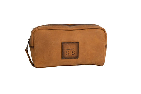STS Ranchwear Womens Baroness Distressed Brown Leather Cosmetic Case