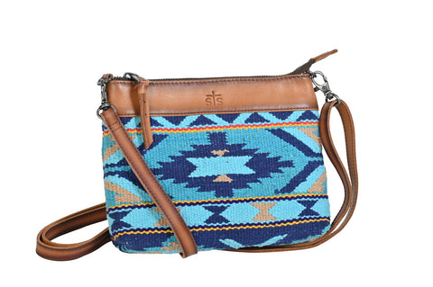 STS Ranchwear Womens Mojave Sky Grace Multi-Blue Aztec Leather Crossbody Bag