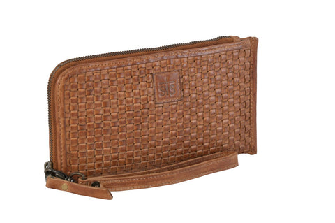 STS Ranchwear Womens Sweetgrass Distressed Tan Leather Clutch Bag OS