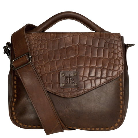STS Ranchwear Womens Catalina Croc Dakota Chestnut Leather Crossbody Bag