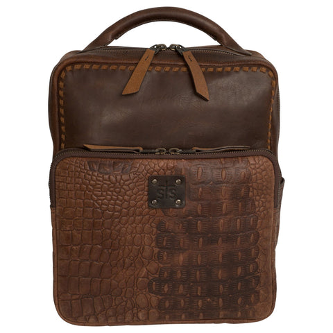 STS Ranchwear Womens Catalina Croc Mini Chestnut Leather Backpack