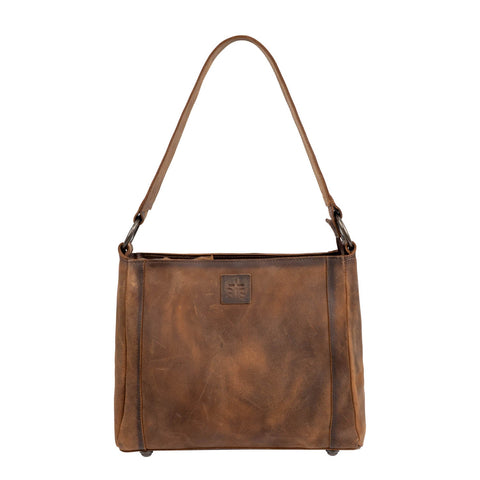 STS Ranchwear Womens Baroness Sterling Distress Brown Leather Shoulder Tote Bag