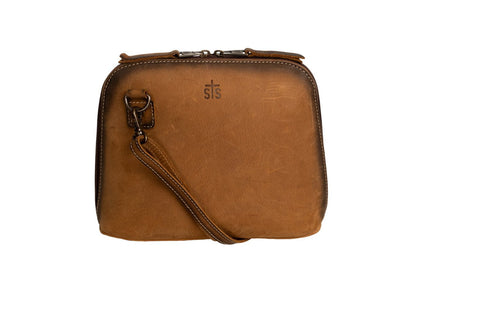 STS Ranchwear Womens Baroness Weezy Distressed Brown Leather Crossbody Bag