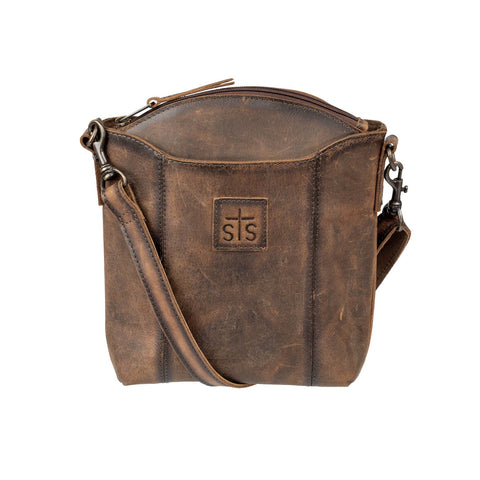 STS Ranchwear Womens Baroness Josie Distressed Brown Leather Crossbody Bag