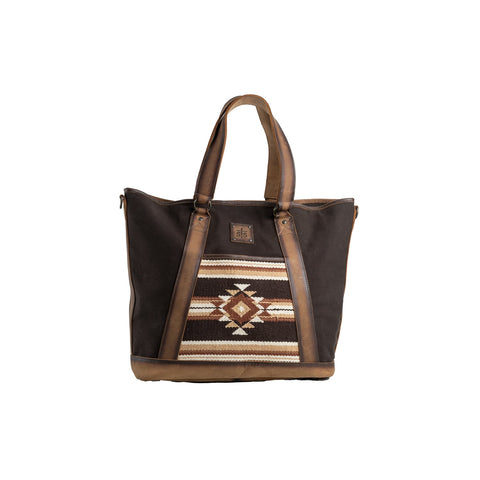 STS Ranchwear Womens Sioux Falls Carry-All Multi-Brown Aztec Leather Tote Bag