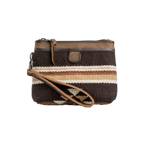 STS Ranchwear Womens Sioux Falls Pouch Multi-Brown Aztec Leather Makeup Case