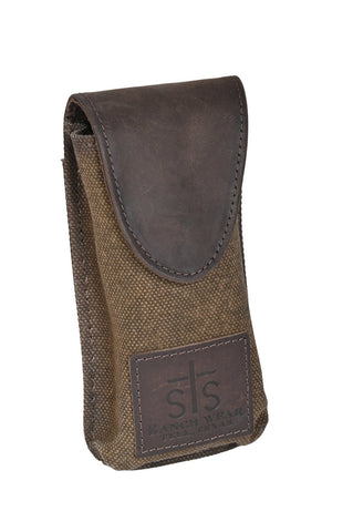 STS Ranchwear Unisex Trailblazer Vertical Canvas Brown Leather Sunglass Case