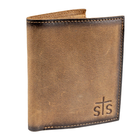 STS Ranchwear Mens Foreman Double ID Veg-Tan Leather Bifold Wallet