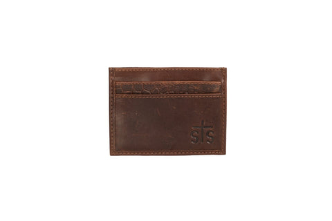 STS Ranchwear Mens Croc Chestnut Leather Card Wallet