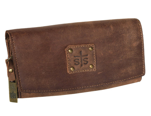 STS Ranchwear Womens Baroness Distressed Brown Leather Trifold Wallet