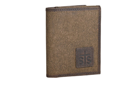 STS Ranchwear Mens Trailblazer Hidden Chocolate Canvas/Leather Simple Wallet