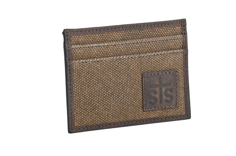 STS Ranchwear Mens Trailblazer Brown/Chocolate Canvas/Leather Card Wallet