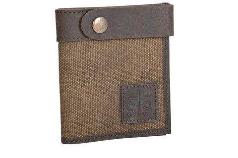 STS Ranchwear Unisex Trailblazer Boot Chocolate Canvas/Leather Bifold Wallet OS