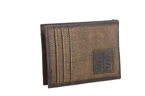 STS Ranchwear Mens Trailblazer Card Wallet Brown Canvas/Leather Card Wallet
