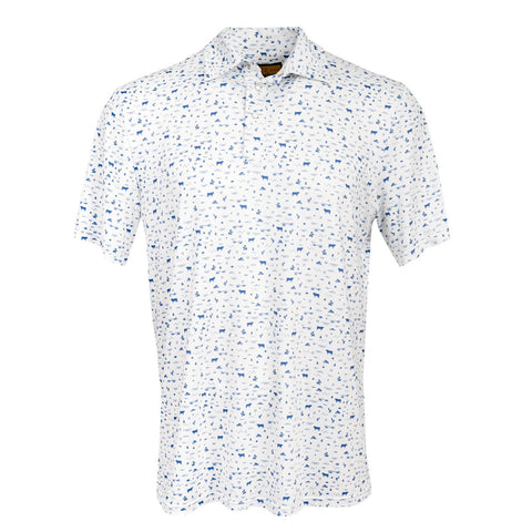 STS Ranchwear Mens Fairway Blaze White/Navy Poly/Spandex S/S Polo Shirt