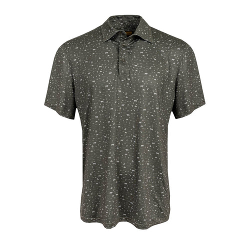 STS Ranchwear Mens Fairway Forest Green/Tan Poly/Spandex S/S Polo Shirt