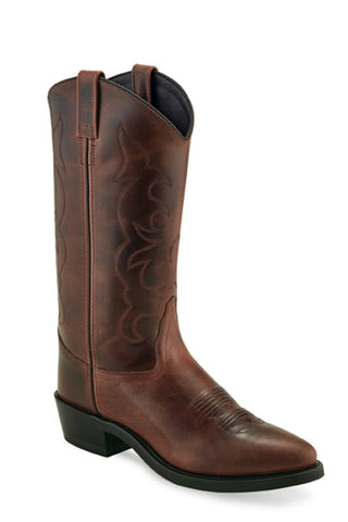 Old West Brown Mens Leather 13in Cowboy Boots 8D