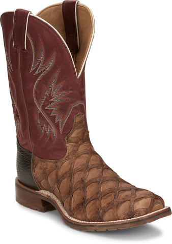 Tony Lama Mens Prescott Chocolate Pirarucu Cowboy Boots