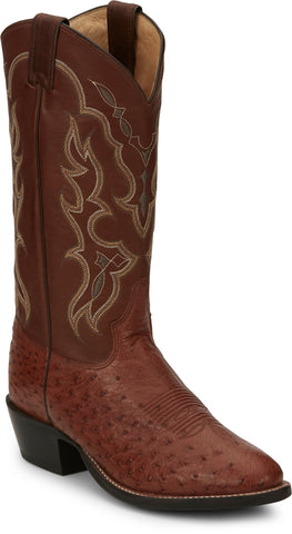 Tony Lama 13in R Toe Mens Cognac Smooth Quill Ostrich Cowboy Boots