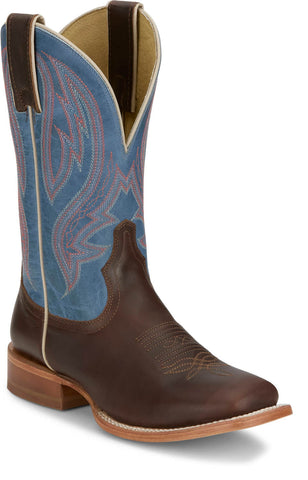 Tony Lama Womens Darcia Rust/Blue Leather Cowboy Boots