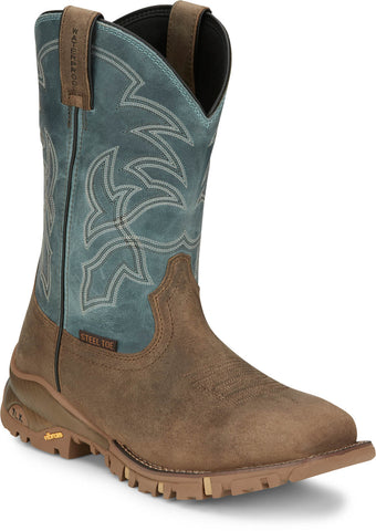 Tony Lama Mens Roustabout 11in WP ST Tan Gaucho Leather Work Boots