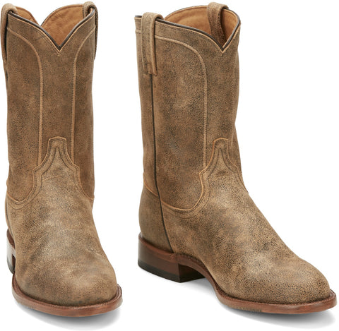 Justin 10in Goat Mens Desert Tan Monterey Leather Cowboy Boots 11 D