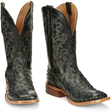 Tony Lama 11in Mens Blackened Blue Moore FQ Ostrich Cowboy Boots 13 D