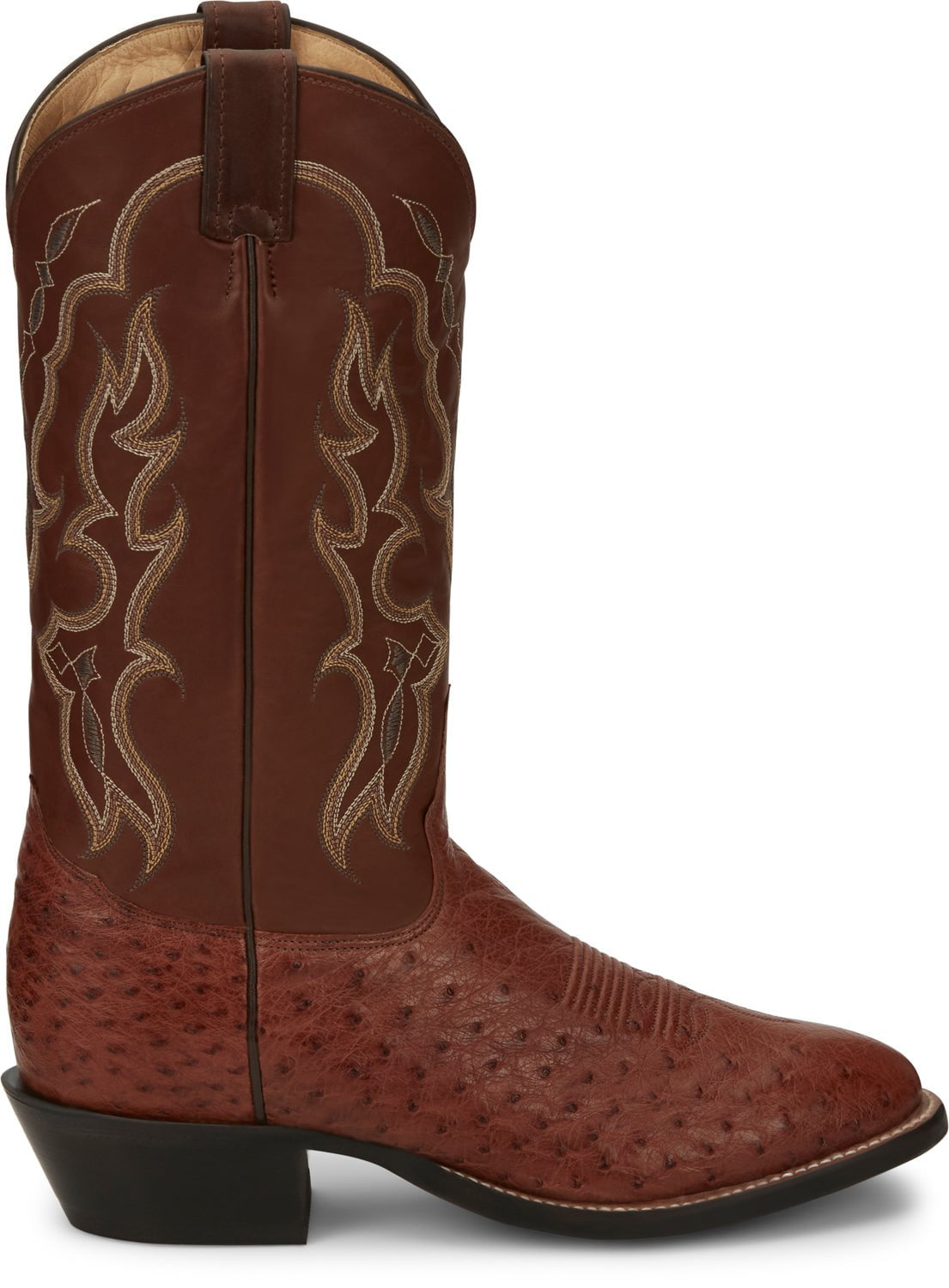 Tony Lama 13in R Toe Mens Cognac Smooth Quill Ostrich Cowboy Boots