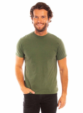 Scully Mens Crew Neck Olive 100% Cotton S/S T-Shirt