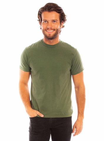 Scully Mens Crew Neck Olive 100% Cotton S/S T-Shirt