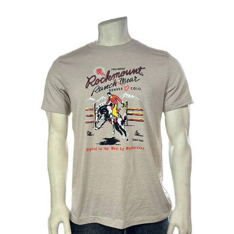 Rockmount Mens Bronc Rider Granite 100% Cotton S/S T-Shirt