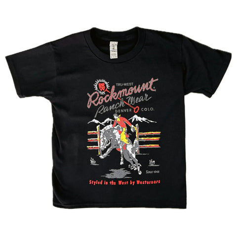 Rockmount Unisex Bronc Rider Black 100% Cotton S/S T-Shirt