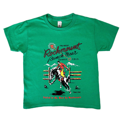 Rockmount Unisex Bronc Rider Green 100% Cotton S/S T-Shirt