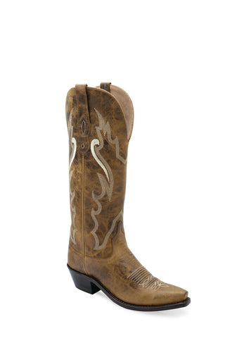 Old West Womens Western Burnt Tan Leather Cowboy Boots 9 B