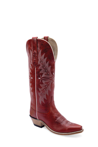 Old West Womens Western Red Leather Cowboy Boots 5 B