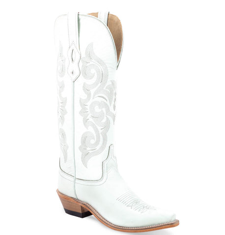 Old West Womens White Leather Cowboy Boots 8.5 B