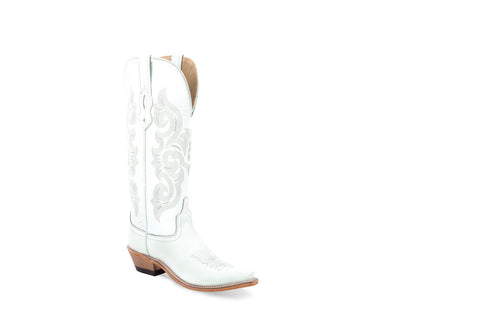 Old West Womens White Leather Cowboy Boots