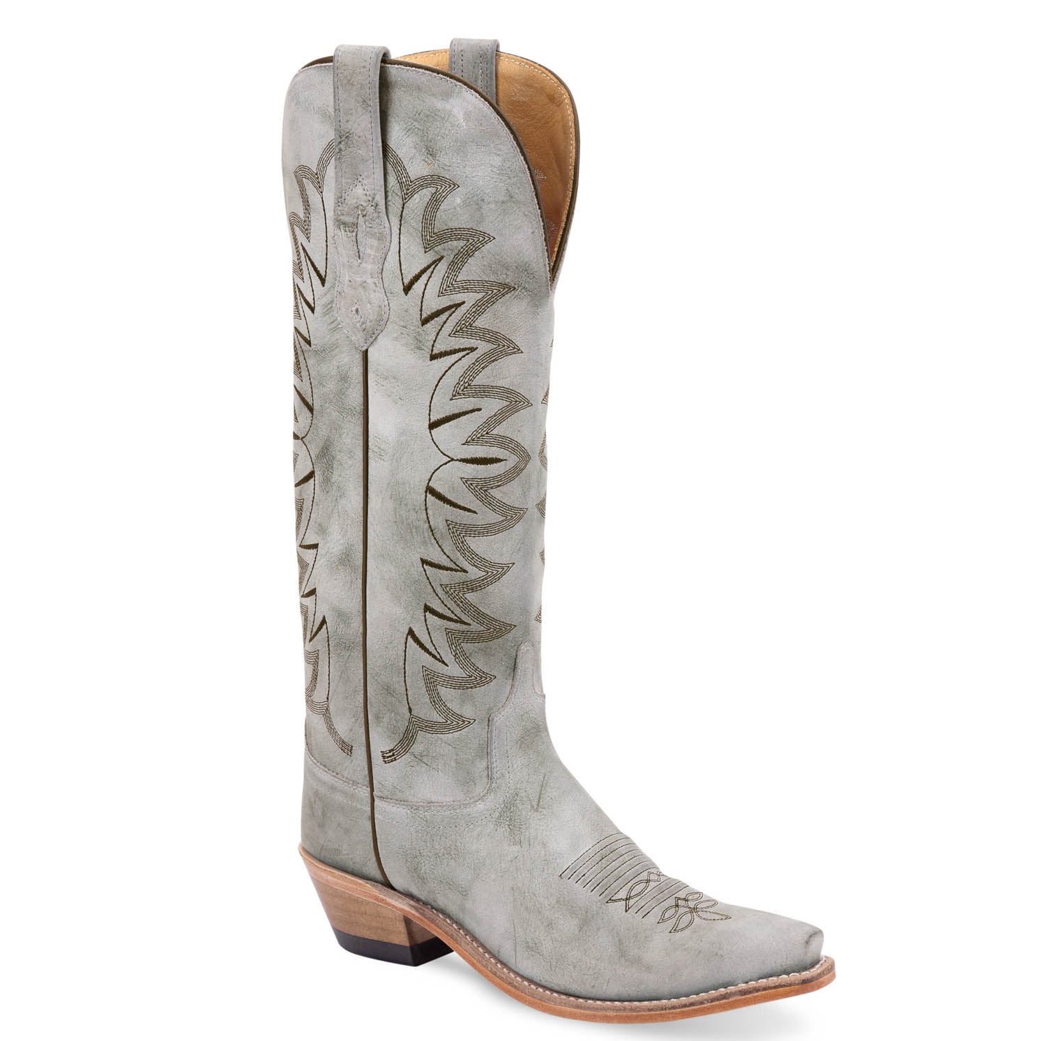 Old West Womens 14in Western Grey Leather Cowboy Boots – The