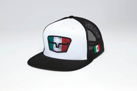 Kimes Ranch Unisex Tri Color Black/White Cotton Twill Trucker Cap