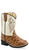 Old West Infant Boys Broad Square Toe Brown/White Faux Leather Cowboy Boots 4 D