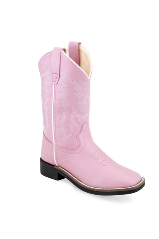 Old West Pale Pink Kids Girls Faux Leather Western Cowboy Boots 9D