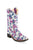 Old West White Multi Children Girls Faux Leather Floral Cowboy Boots 1D