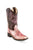 Old West Pink/Brown Children Girls Faux Leather Crackle Cowboy Boots 4.5D