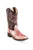 Old West Pink/Brown Children Girls Faux Leather Crackle Cowboy Boots 5D