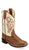 Old West Children Unisex Broad Square Toe Brown/White Faux Leather Cowboy Boots 3 D